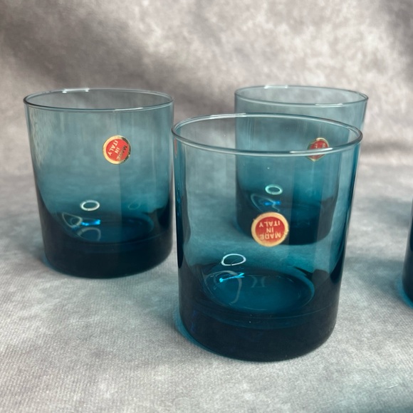 6 Vintage Turquoise Blue Barware Drinking Glasses Set of 6 Made Italy READ - Picture 2 of 12